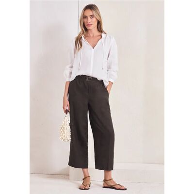 Street One 7/8 Wide Leg Hose im Loose Fit aus Leinen - Braun - Damen Street One 7/8 Wide Leg Hose im Loose Fit aus Leinen - Braun - Damen