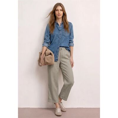 Street One 7/8 Wide Leg Hose im Loose Fit aus Leinen - Beige - Damen Street One 7/8 Wide Leg Hose im Loose Fit aus Leinen - Beige - Damen