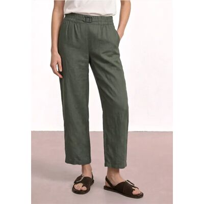 Street One 7/8 Wide Leg Hose im Loose Fit aus Leinen - Grün - Damen Street One 7/8 Wide Leg Hose im Loose Fit aus Leinen - Grün - Damen