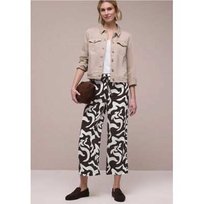 Street One High Waist Wide Leg Hose mit Print - Braun - Damen Street One High Waist Wide Leg Hose mit Print - Braun - Damen