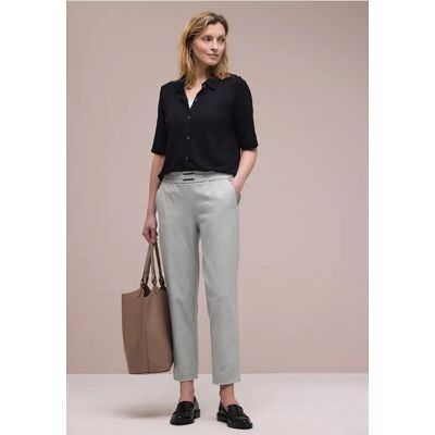 Street One Mid Waist Slim Leg Hose mit Schnalle - Grau - Damen Street One Mid Waist Slim Leg Hose mit Schnalle - Grau - Damen