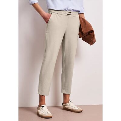 Street One Mid Waist Slim Leg Hose mit Schnalle - Beige - Damen Street One Mid Waist Slim Leg Hose mit Schnalle - Beige - Damen