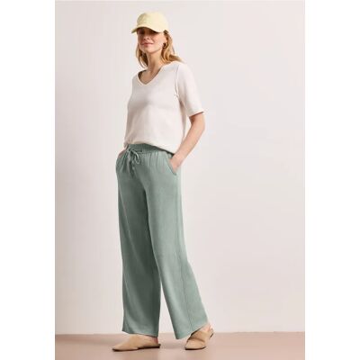 Street One High Waist Wide Leg Hose im Casual Fit - Grün - Damen Street One High Waist Wide Leg Hose im Casual Fit - Grün - Damen