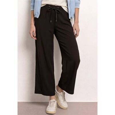 Street One 7/8 High Waist Wide Leg Hose im Loose Fit - Schwarz - Damen Street One 7/8 High Waist Wide Leg Hose im Loose Fit - Schwarz - Damen