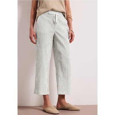 Street One 7/8 Wide Leg Hose im Loose Fit mit Streifen - Weiß - Damen Street One 7/8 Wide Leg Hose im Loose Fit mit Streifen - Weiß - Damen