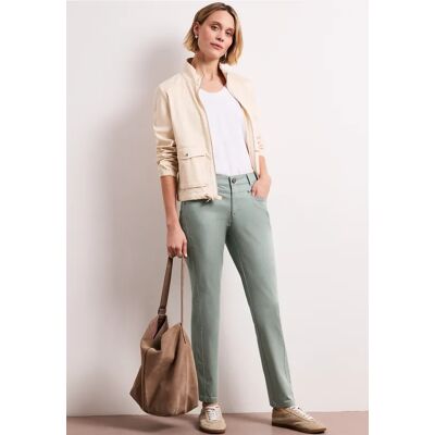 Street One Mid Waist Slim Leg Hose im Satin-Look - Grün - Damen Street One Mid Waist Slim Leg Hose im Satin-Look - Grün - Damen