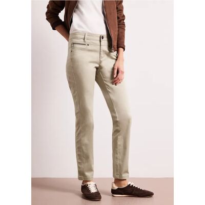 Street One Mid Waist Slim Leg Hose im Satin-Look - Beige - Damen Street One Mid Waist Slim Leg Hose im Satin-Look - Beige - Damen