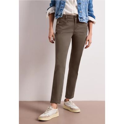 Street One Mid Waist Slim Leg Hose im Satin-Look - Braun - Damen Street One Mid Waist Slim Leg Hose im Satin-Look - Braun - Damen