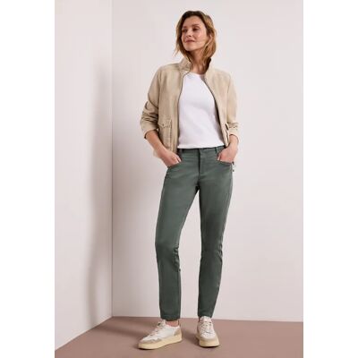 Street One Mid Waist Slim Leg Hose im Satin-Look - Grün - Damen Street One Mid Waist Slim Leg Hose im Satin-Look - Grün - Damen