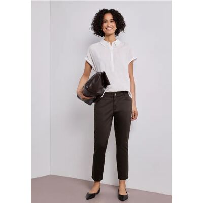 Street One 7/8 Slim Leg Hose im Satin-Look - Braun - Damen Street One 7/8 Slim Leg Hose im Satin-Look - Braun - Damen