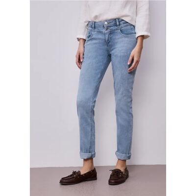 Street One Mid Waist Slim Leg Jeans mit Turn-Up - Blau - Damen Street One Mid Waist Slim Leg Jeans mit Turn-Up - Blau - Damen