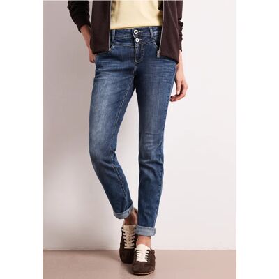 Street One Mid Waist Slim Leg Jeans mit Turn-Up - Blau - Damen Street One Mid Waist Slim Leg Jeans mit Turn-Up - Blau - Damen