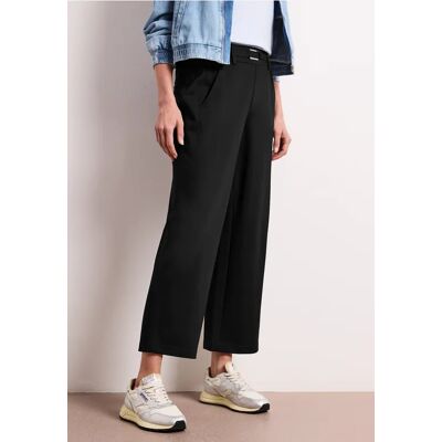 Street One Straight Leg Hose mit Schnallendetail - Schwarz - Damen Street One Straight Leg Hose mit Schnallendetail - Schwarz - Damen