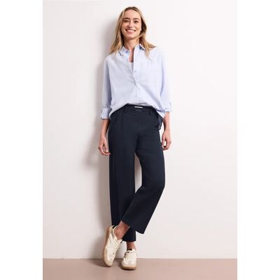 Street One Straight Leg Hose mit Schnallendetail - Blau - Damen Street One Straight Leg Hose mit Schnallendetail - Blau - Damen