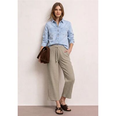 Street One 7/8 Wide Leg Hose aus Musselin im Loose Fit - Beige - Damen Street One 7/8 Wide Leg Hose aus Musselin im Loose Fit - Beige - Damen