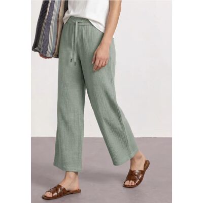 Street One 7/8 Wide Leg Hose aus Musselin im Loose Fit - Grün - Damen Street One 7/8 Wide Leg Hose aus Musselin im Loose Fit - Grün - Damen