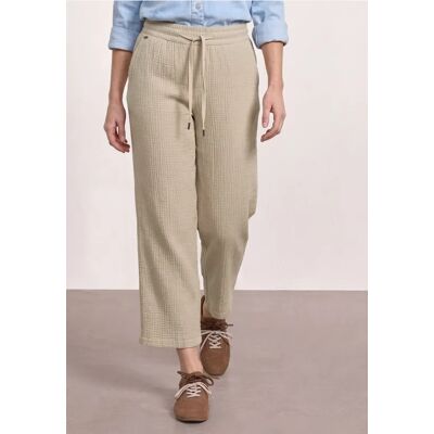 Street One 7/8 Wide Leg Hose aus Musselin im Loose Fit - Beige - Damen Street One 7/8 Wide Leg Hose aus Musselin im Loose Fit - Beige - Damen