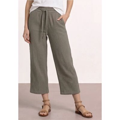 Street One 7/8 Wide Leg Hose aus Musselin im Loose Fit - Grün - Damen Street One 7/8 Wide Leg Hose aus Musselin im Loose Fit - Grün - Damen