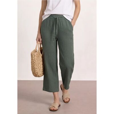 Street One 7/8 Wide Leg Hose aus Musselin im Loose Fit - Grün - Damen Street One 7/8 Wide Leg Hose aus Musselin im Loose Fit - Grün - Damen