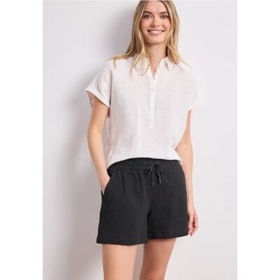 Street One Mid Waist Shorts aus Musselinstoff - Schwarz - Damen Street One Mid Waist Shorts aus Musselinstoff - Schwarz - Damen
