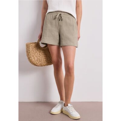 Street One Mid Waist Shorts aus Musselinstoff - Beige - Damen Street One Mid Waist Shorts aus Musselinstoff - Beige - Damen