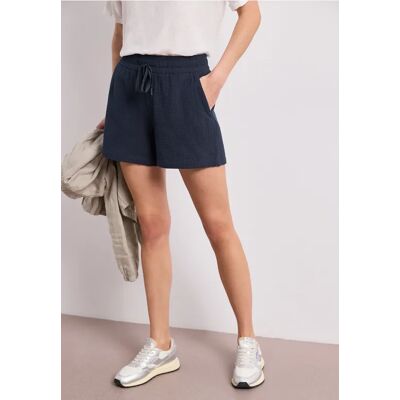 Street One Mid Waist Shorts aus Musselinstoff - Blau - Damen Street One Mid Waist Shorts aus Musselinstoff - Blau - Damen