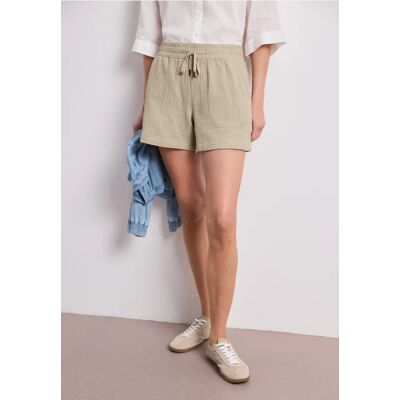 Street One Mid Waist Shorts aus Musselinstoff - Beige - Damen Street One Mid Waist Shorts aus Musselinstoff - Beige - Damen
