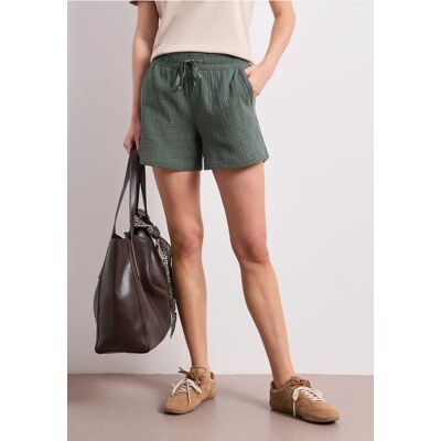 Street One Mid Waist Shorts aus Musselinstoff - Grün - Damen Street One Mid Waist Shorts aus Musselinstoff - Grün - Damen