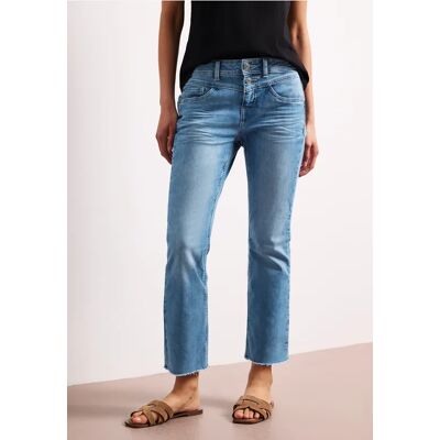 Street One Straight Leg Jeans mit fransigem Saum - Blau - Damen Street One Straight Leg Jeans mit fransigem Saum - Blau - Damen