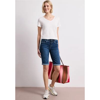 Street One Slim Leg Bermuda mit Turn-Up-Detail - Blau - Damen Street One Slim Leg Bermuda mit Turn-Up-Detail - Blau - Damen
