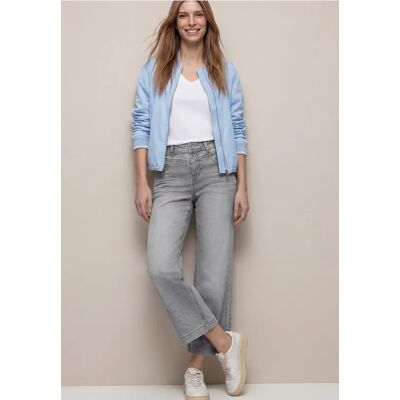 Street One 7/8 High Waist Wide Leg Jeans im Loose Fit - Grau - Damen Street One 7/8 High Waist Wide Leg Jeans im Loose Fit - Grau - Damen