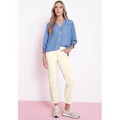 Street One Straight Leg Jeans mit fransigem Saum - Beige - Damen Street One Straight Leg Jeans mit fransigem Saum - Beige - Damen