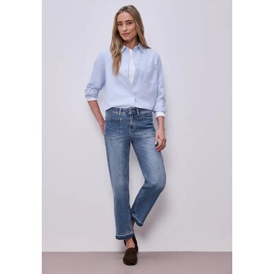 Street One Straight Leg Jeans mit Saumdetail - Blau - Damen Street One Straight Leg Jeans mit Saumdetail - Blau - Damen