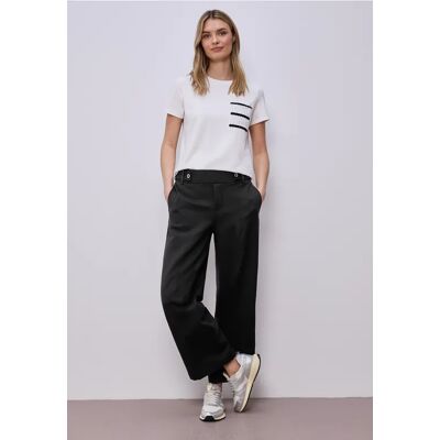 Street One Wide Leg Hose mit Knopfdetail - Schwarz - Damen Street One Wide Leg Hose mit Knopfdetail - Schwarz - Damen