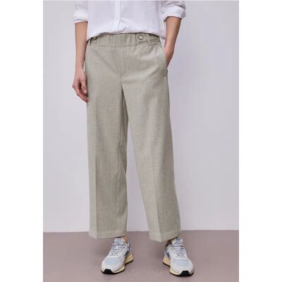 Street One High Waist Wide Leg Hose mit Knopfdetail - Beige - Damen Street One High Waist Wide Leg Hose mit Knopfdetail - Beige - Damen