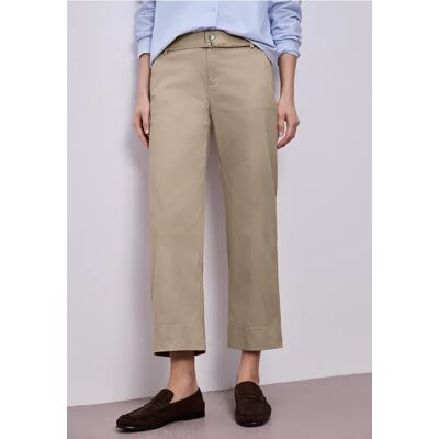 Street One Straight Leg Hose mit Gürteldetail - Beige - Damen Street One Straight Leg Hose mit Gürteldetail - Beige - Damen