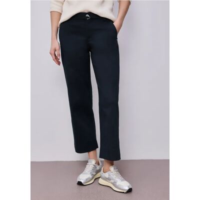 Street One Straight Leg Hose mit Gürteldetail - Blau - Damen Street One Straight Leg Hose mit Gürteldetail - Blau - Damen