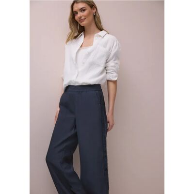 Street One Wide Leg Hose mit Crochet Tape - Blau - Damen Street One Wide Leg Hose mit Crochet Tape - Blau - Damen