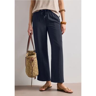 Street One High Waist Wide Leg Hose im Loose Fit - Blau - Damen Street One High Waist Wide Leg Hose im Loose Fit - Blau - Damen