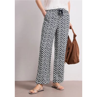 Street One High Waist Wide Leg Hose im Loose Fit - Blau - Damen Street One High Waist Wide Leg Hose im Loose Fit - Blau - Damen