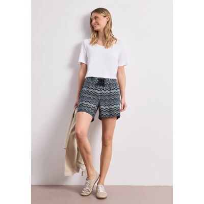 Street One High Waist Shorts im Loose Fit mit Print - Blau - Damen Street One High Waist Shorts im Loose Fit mit Print - Blau - Damen