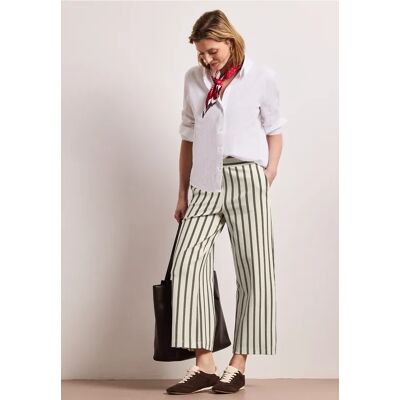 Street One 7/8 Wide Leg Hose im Casual Fit mit Streifen - Beige - Damen Street One 7/8 Wide Leg Hose im Casual Fit mit Streifen - Beige - Damen