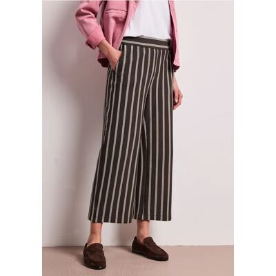 Street One 7/8 Wide Leg Hose im Casual Fit mit Streifen - Braun - Damen Street One 7/8 Wide Leg Hose im Casual Fit mit Streifen - Braun - Damen