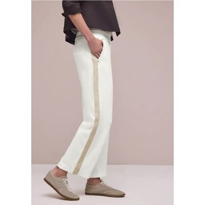Street One Wide Leg Hose mit Gallonstreifen - Weiß - Damen Street One Wide Leg Hose mit Gallonstreifen - Weiß - Damen
