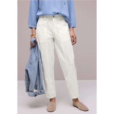 Street One High Waist Barrel Leg Hose im Casual Fit - Weiß - Damen Street One High Waist Barrel Leg Hose im Casual Fit - Weiß - Damen