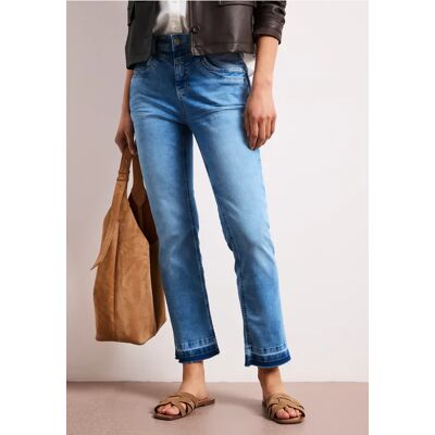 Street One High Waist Flared Leg Jeans mit Ziersaum - Blau - Damen Street One High Waist Flared Leg Jeans mit Ziersaum - Blau - Damen