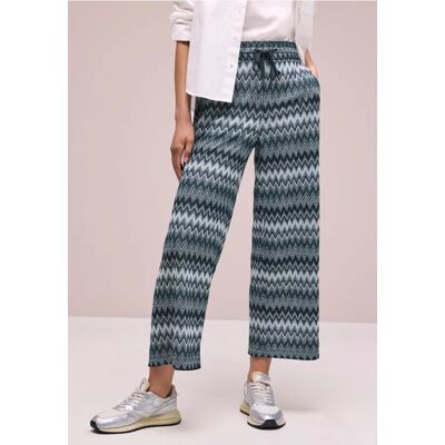 Street One 7/8 Wide Leg Hose mit Zick-Zack Muster - Grün - Damen Street One 7/8 Wide Leg Hose mit Zick-Zack Muster - Grün - Damen