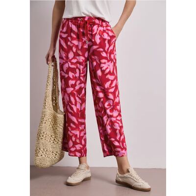 Street One 7/8 Wide Leg Hose im Loose Fit mit Print - Rot - Damen Street One 7/8 Wide Leg Hose im Loose Fit mit Print - Rot - Damen