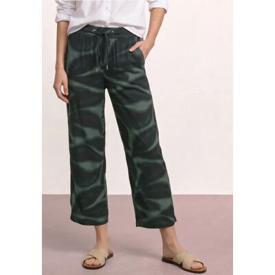 Street One 7/8 Wide Leg Hose im Loose Fit mit Print - Grün - Damen Street One 7/8 Wide Leg Hose im Loose Fit mit Print - Grün - Damen