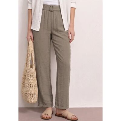 Street One Wide Leg Hose mit Gürtel im Casual Fit - Beige - Damen Street One Wide Leg Hose mit Gürtel im Casual Fit - Beige - Damen